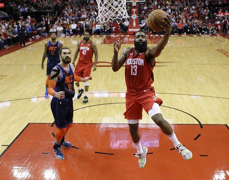 James Harden led the Rockets to Christmas day victory over the Thunder Credit: Yahoo