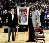 The Philadelphia 76ers retire Charles Barkley's number 34 jersey