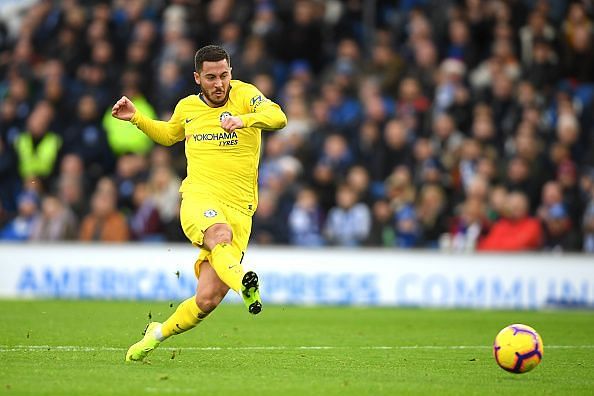 Brighton &amp; Hove Albion v Chelsea FC -Hazard converting 2nd goal (Chelsea 2-0 Brighton)
