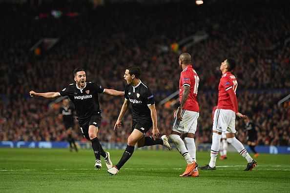 Wissam Ben Yedder struck twice to eliminate the Red Devils from UEFA Champions League