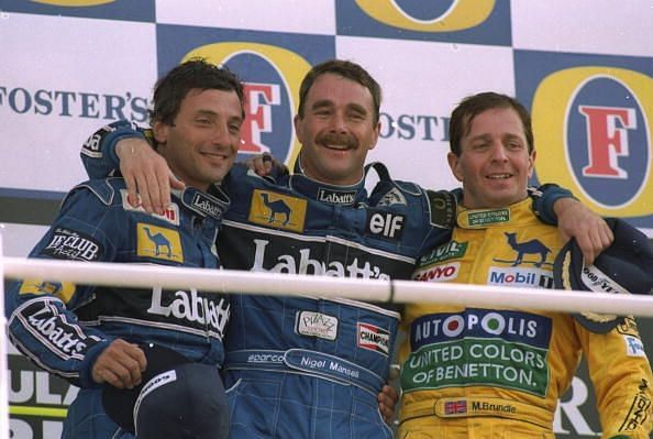 Riccardo Patrese (left) finished driver&#039;s championship runner-up in 1992