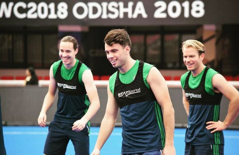 Irish players during a training session ahead of their match against China