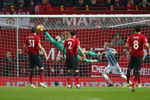 De Gea made one of the best saves of the Premier League during the Huddersfield match