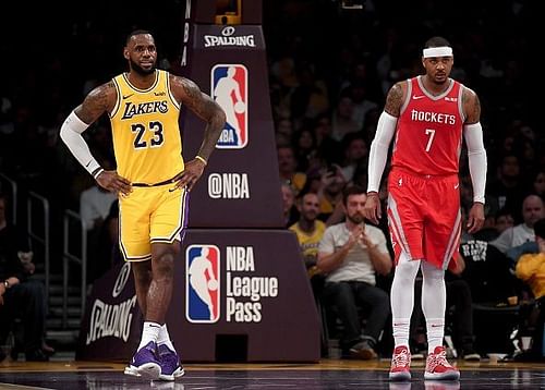 Carmelo Anthony during the Rockets' win over the Lakers earlier this season