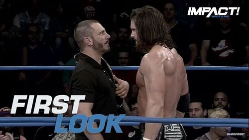 Stare down between former Impact World Heavyweight Champion Austin Aries & Johnny Impact