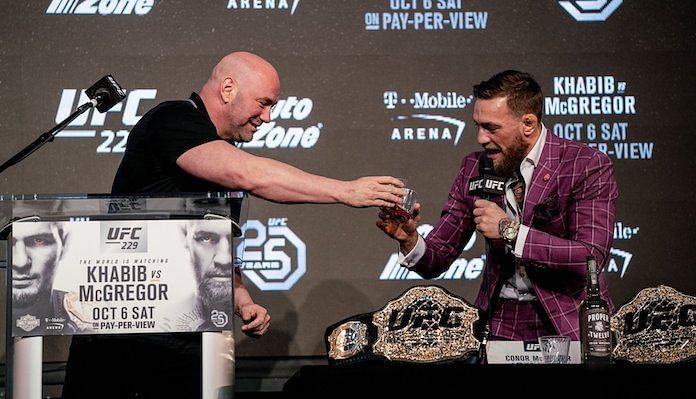 Dana White and Conor McGregor during the UFC 229 press conference