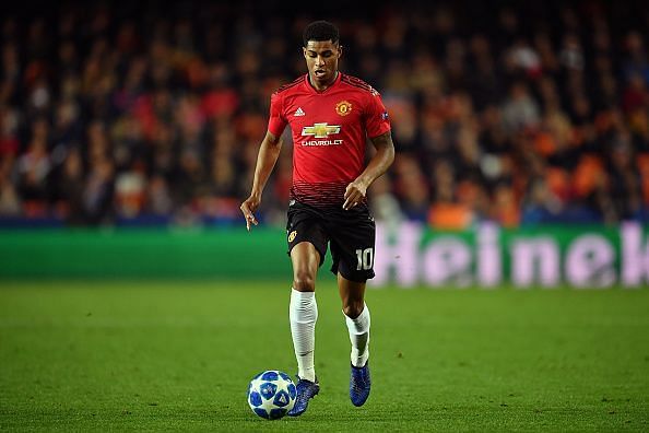 Rashford was seen occupying the wider areas repeatedly