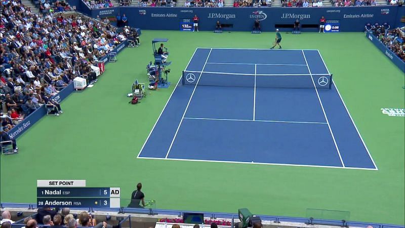 Nadal&#039;s stance against Anderson&#039;s first serve in 2017 US Open Final