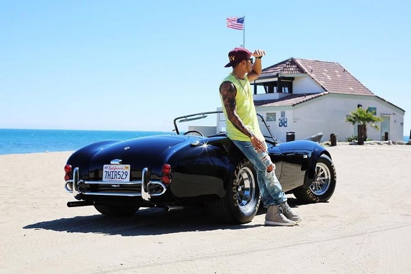 Lewis Hamilton with his 1966 427 Shelby Cobra
