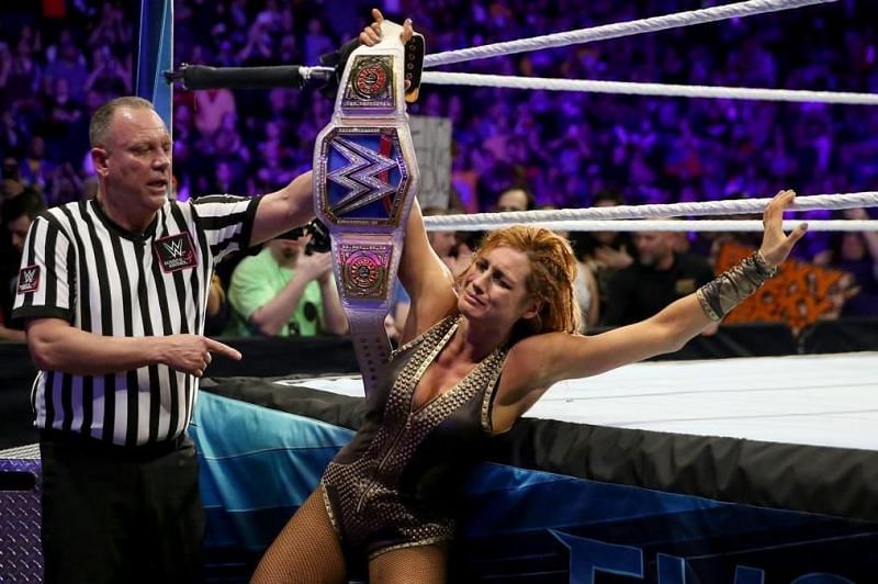 Lynch celebrates after retaining her SD Women&#039;s Championship