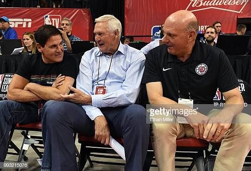 Mavs owner Mark Cuban, Clippers GM Jerry 'Logo' West and Clippers owner Steve Ballmer