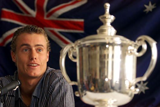 Lleyton Hewitt with the 2001 US Open Trophy