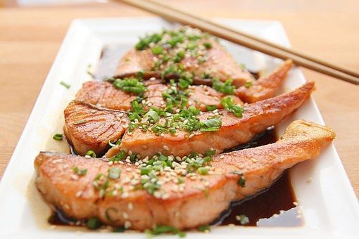 Salmon contains a high amount of omega 3 fatty acids.