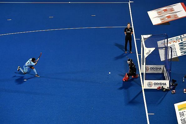 Varun&#039;s drag-flick led to the penalty stroke against Belgium