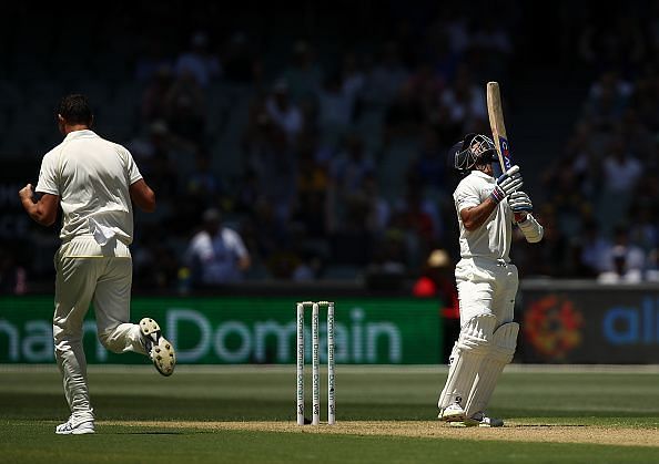 Rahane again poked at a delivery outside off to get dismissed