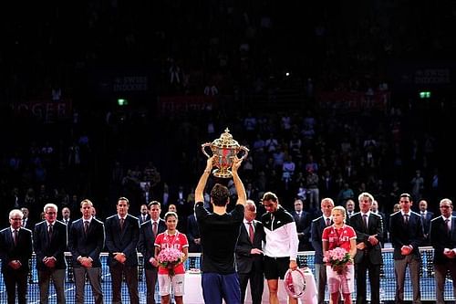 Federer lift the ATP Swiss Indoor Basel Trophy for the 9th time in 2018