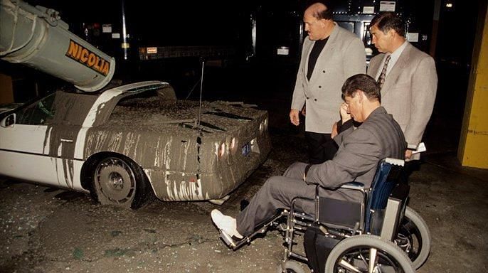 Mr McMahon was left looking on while his car was completely destroyed