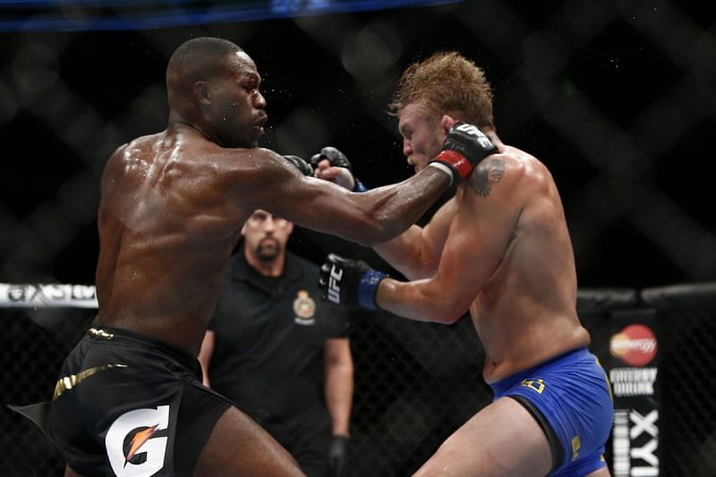 Jon Jones and Alexander Gustafsson in action during their maiden fight at UFC 165!