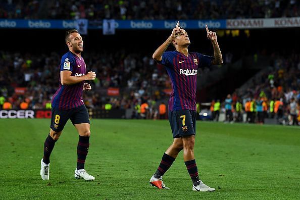 FC Barcelona superstars - Philippe Coutinho and Arthur Melo