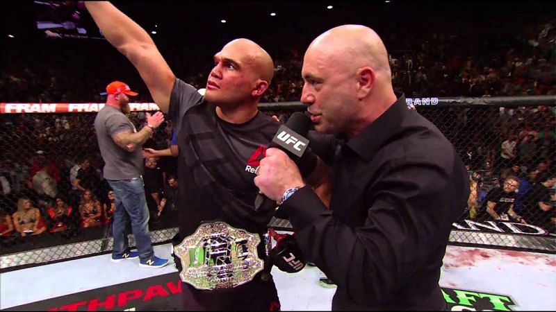 Robbie Lawler following his bloodbath victory over Rory MacDonald at UFC 189