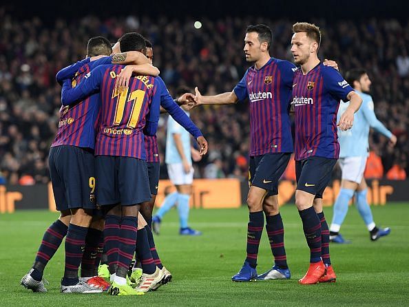 FC Barcelona superstars during their 2-0 victory over Celta De Vigo last weekend