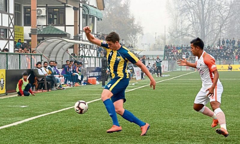 Mason Robertson in action for Real Kashmir FC