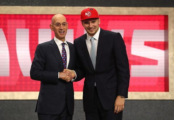 Luka pictured on Draft night alongside Adam Silver