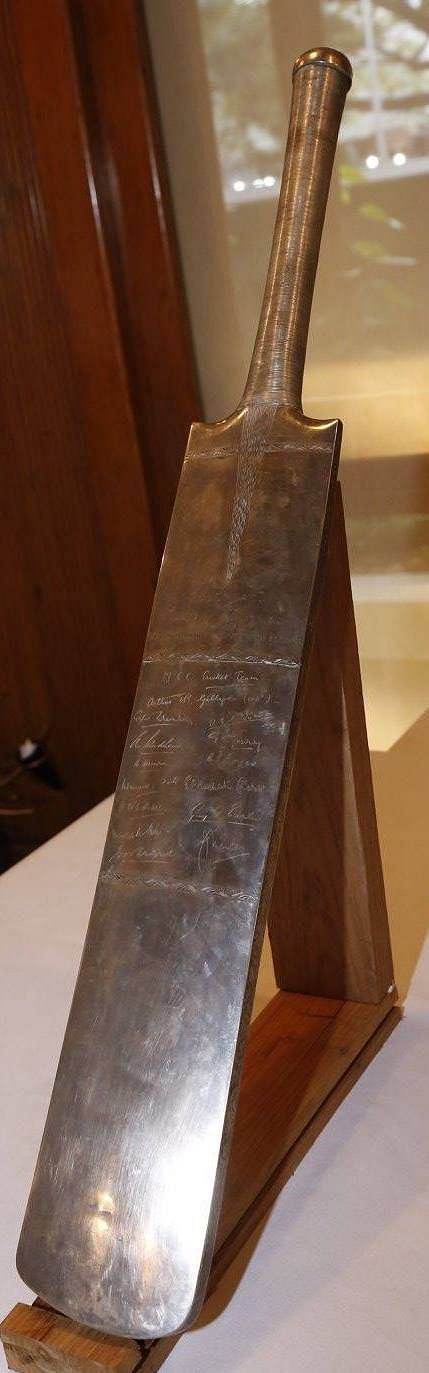The Silver Bat presented to Col. CK Nayudu by the MCC team