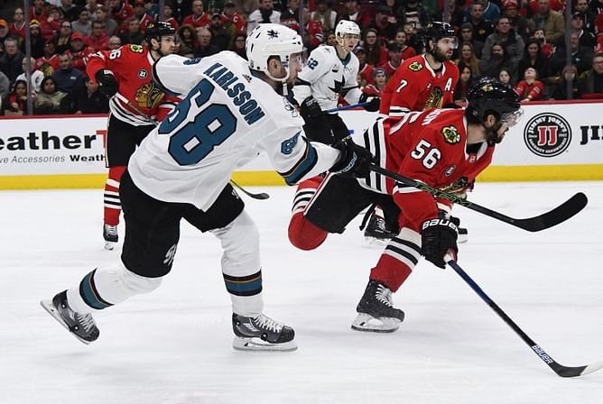 Sharks beat Blackhawks 7-3; Crawford suffers concussion