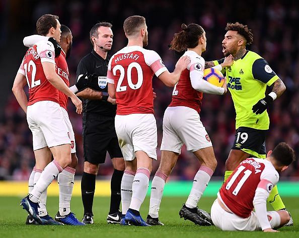 Arsenal players were involved more in rash tackles and altercations than they were in building up attacks