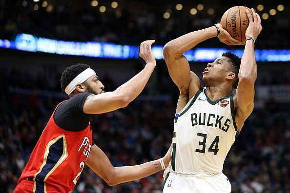 Action from Milwaukee Bucks v New Orleans Pelicans