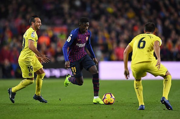 Barcelona forward Ousmane Demb&Atilde;&copy;l&Atilde;&copy; vs. Villarreal on Sunday