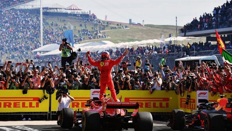 Kimi Raikkonen celebrating at Parc Ferme after his special win in Austin, Texas, US GP 2018