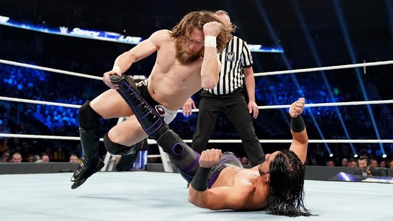 Bryan attempts to ground the exciting high-flying 205 Live Superstar.