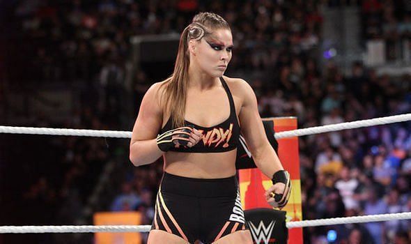 Ronda Rousey is shown gearing up for her first ever singles match in the WWE.