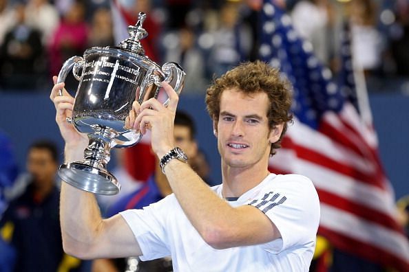Andy Murray with the 2012 US Open Trophy