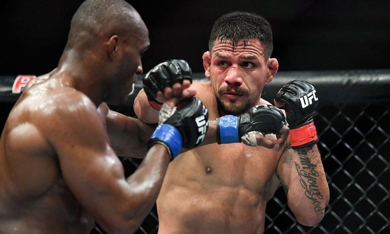 Rafael dos Anjos and Kamaru Usman during their main event fight at the TUF 28 finale!