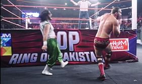 Chris Masters, Ho Ho Lun, Kc Spinelli and Sylvester Lefort at Ring of Pakistan show in Pakistan