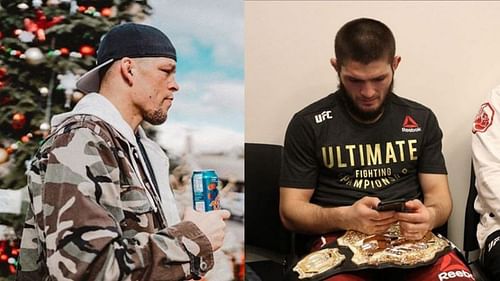 Nate Diaz (left) and Khabib Nurmagomedov (right)