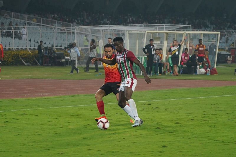 Kingsley (right) had a horrible outing against East Bengal
