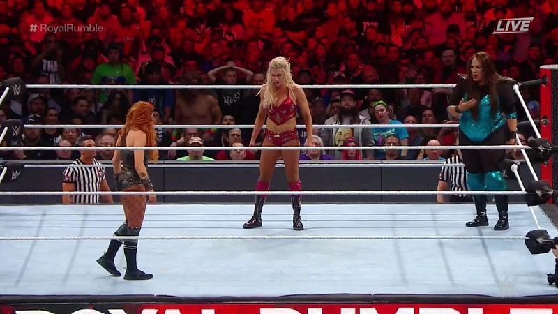 The final three contestants of the women&#039;s Royal Rumble