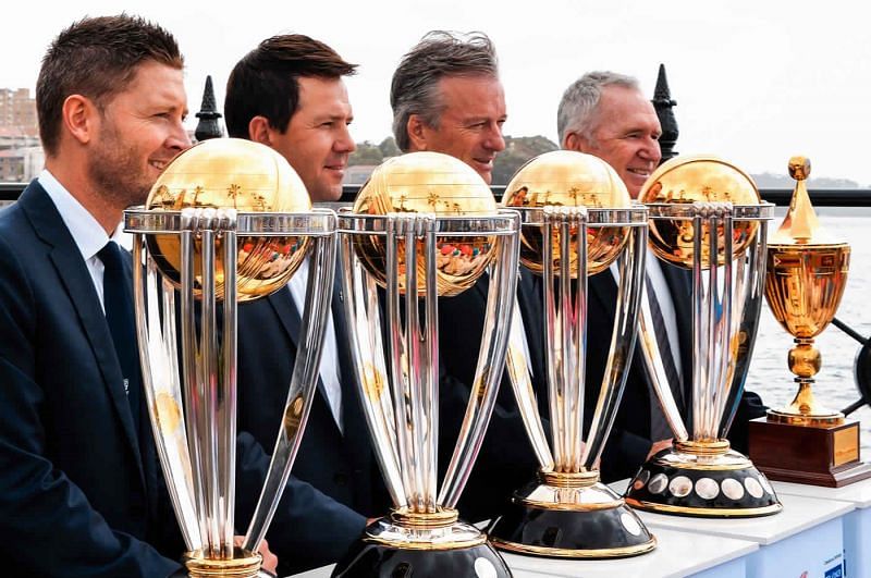 The five World Cup trophies won by Australia.