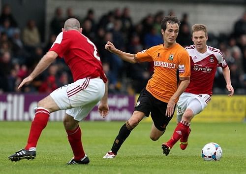 Luisma Villa (centre) in action for Barnet against Wrexham