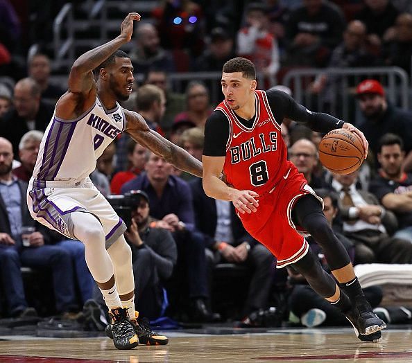 Chicago Bulls' SG Zach LaVine in action against the Sacramento Kings