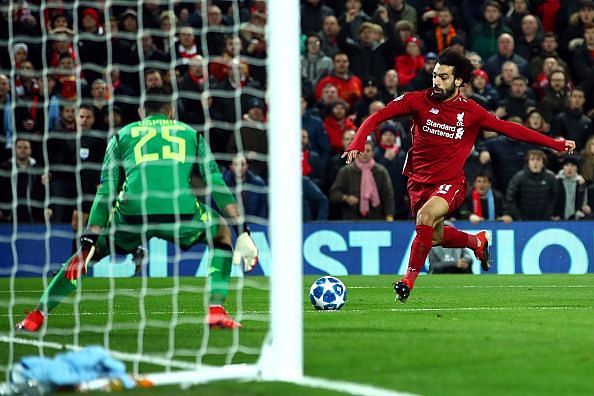 Mohammed Salah against Napoli in the Champions League 2018-19