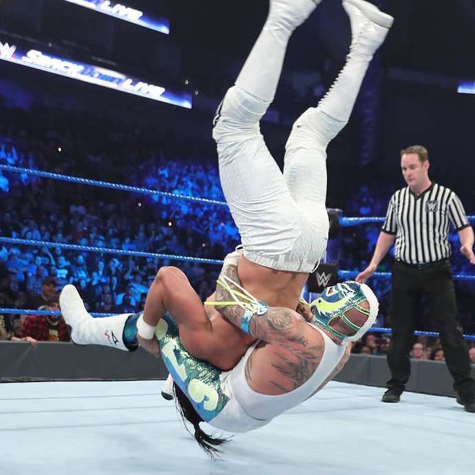 Rey Mysterio performed a Canadian Destroyer on Andrade &#039;Cien&#039; Almas on SmackDown