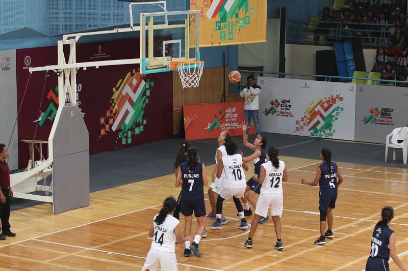 Kerala girls basketball team in action against Punjab at Khelo India Youth Games