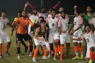 India Whites celebrate the win over India Blues in an intra-team match
