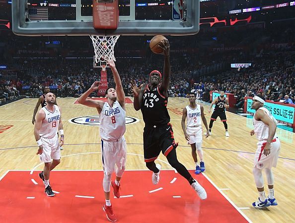 Action froToronto Raptors v Los Angeles Clippers