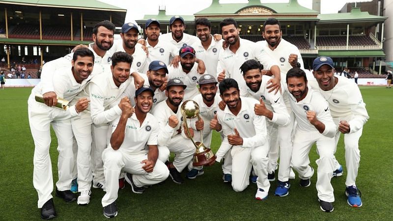 The Indian team after defeating Australia 2-1 in the Test Series